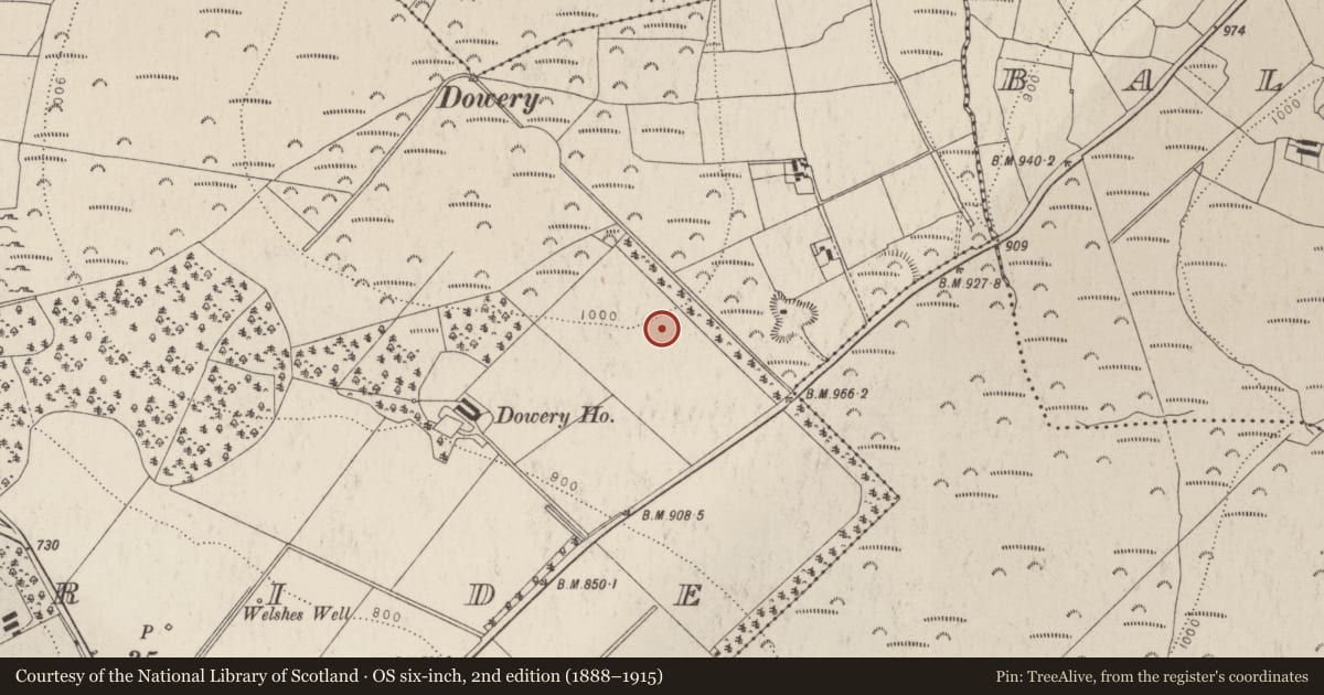 Ordnance Survey six-inch map, 2nd edition (1888–1915) covering the location of Cairn - unclassified, Kilbride, County Wicklow, with a pin at the register's coordinates
