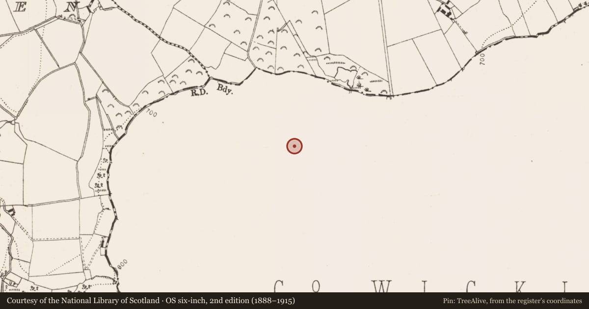 Ordnance Survey six-inch map, 2nd edition (1888–1915) covering the location of Enclosure, Killegar, County Wicklow, with a pin at the register's coordinates