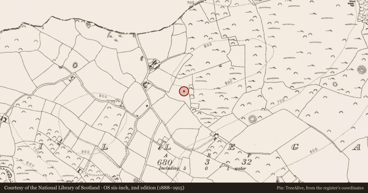Ordnance Survey six-inch map, 2nd edition (1888–1915) covering the location of Enclosure, Killegar, County Wicklow, with a pin at the register's coordinates