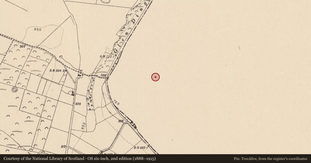 Ordnance Survey six-inch map, 2nd edition (1888–1915) covering the location of Ringfort - unclassified, Deerpark, County Wicklow, with a pin at the register's coordinates