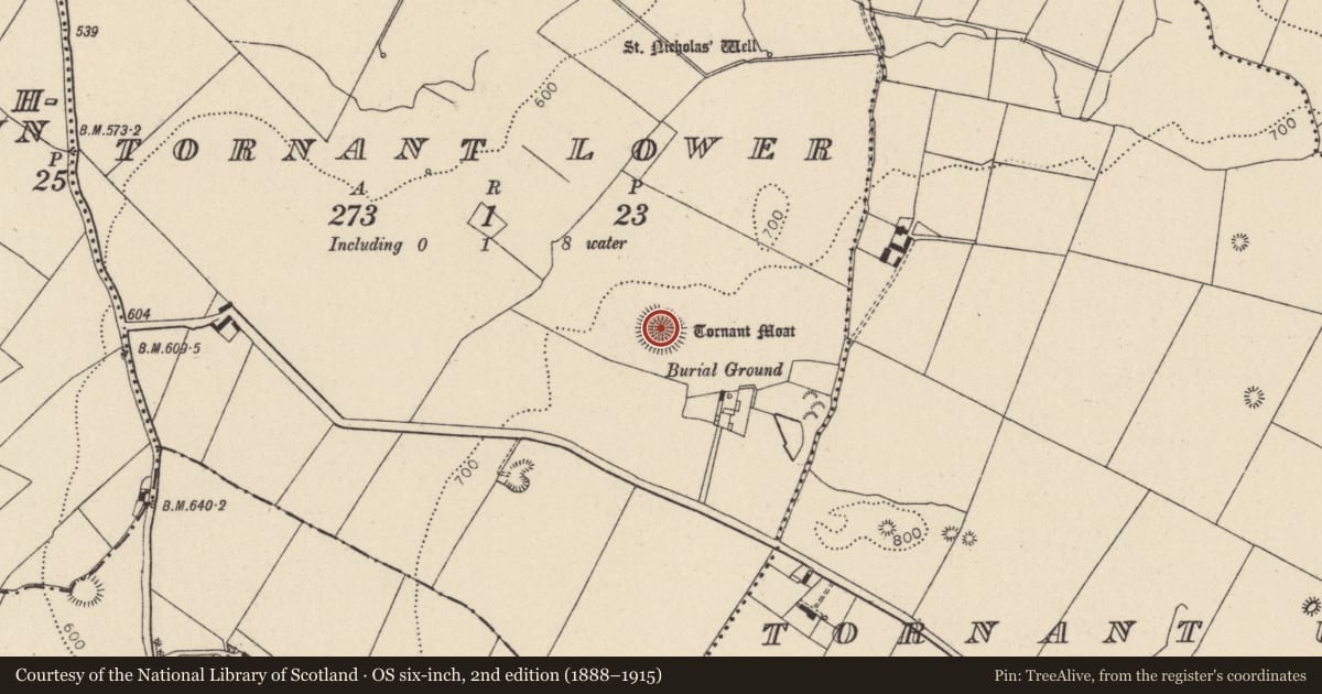 Ordnance Survey six-inch map, 2nd edition (1888–1915) covering the location of Ringfort - rath, Tornant Lower, County Wicklow, with a pin at the register's coordinates
