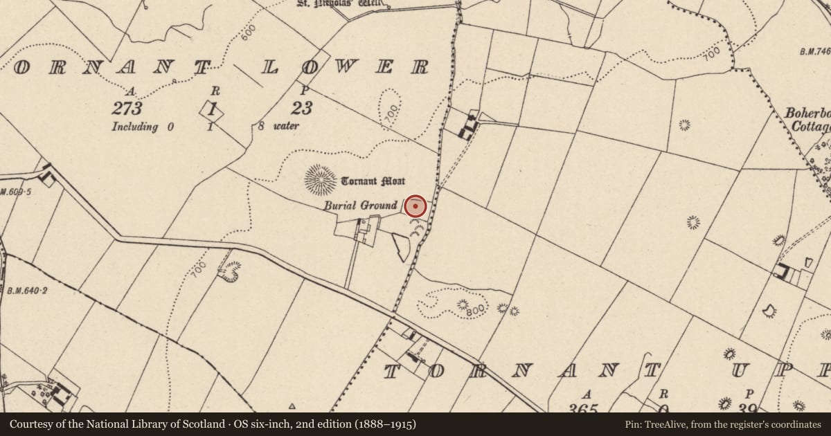 Ordnance Survey six-inch map, 2nd edition (1888–1915) covering the location of Cross, Tornant Lower, County Wicklow, with a pin at the register's coordinates
