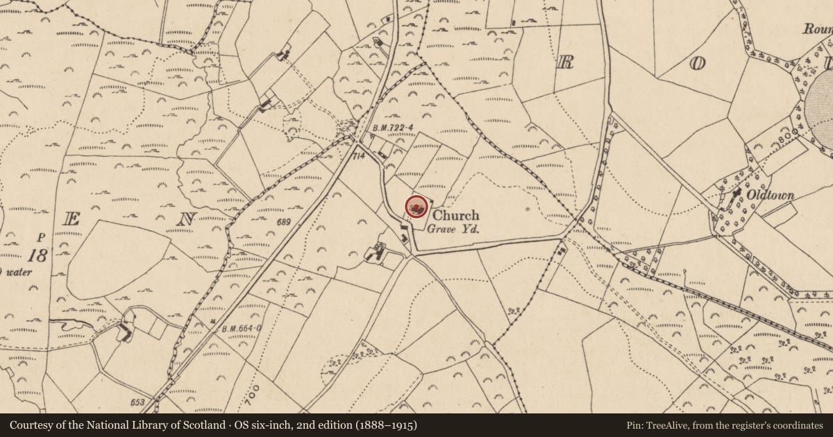 Ordnance Survey six-inch map, 2nd edition (1888–1915) covering the location of Ecclesiastical enclosure, Ballinacorbeg, County Wicklow, with a pin at the register's coordinates