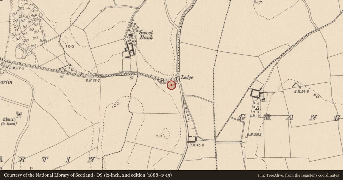 Ordnance Survey six-inch map, 2nd edition (1888–1915) covering the location of Fulacht fia, Barnacoyle Big, County Wicklow, with a pin at the register's coordinates