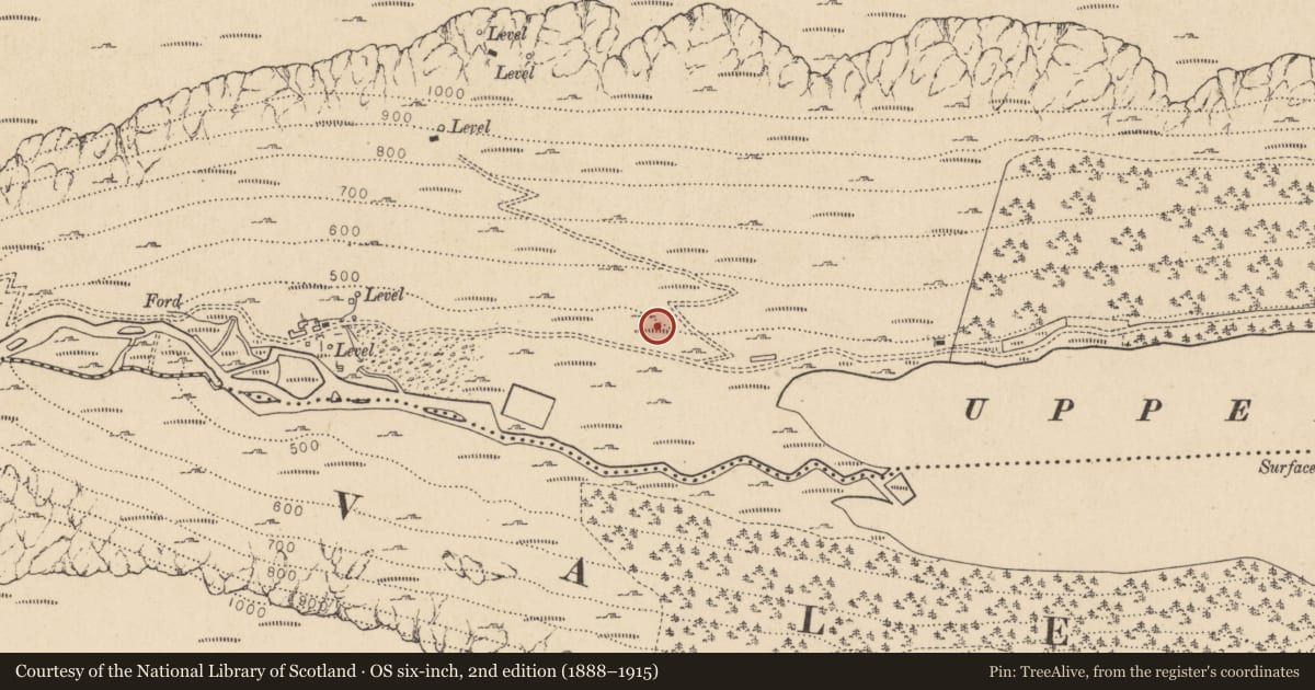 Ordnance Survey six-inch map, 2nd edition (1888–1915) covering the location of Hut site, Sevenchurches Or Camaderry, County Wicklow, with a pin at the register's coordinates