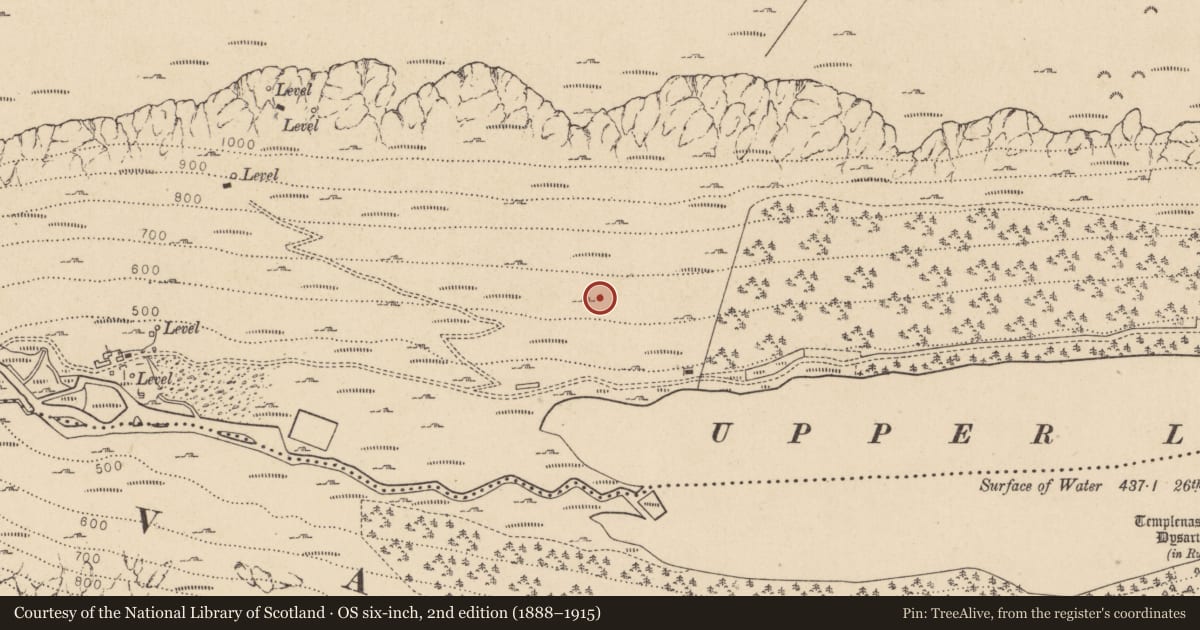 Ordnance Survey six-inch map, 2nd edition (1888–1915) covering the location of Charcoal-making site, Sevenchurches Or Camaderry, County Wicklow, with a pin at the register's coordinates