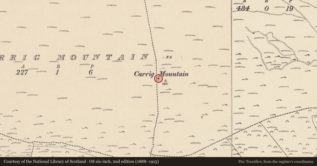 Ordnance Survey six-inch map, 2nd edition (1888–1915) covering the location of Cairn - unclassified, Muckduff Upper, County Wicklow, with a pin at the register's coordinates