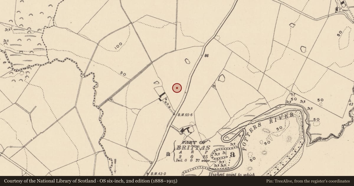 Ordnance Survey six-inch map, 2nd edition (1888–1915) covering the location of Prehistoric site - lithic scatter, Ballynacarrig, County Wicklow, with a pin at the register's coordinates