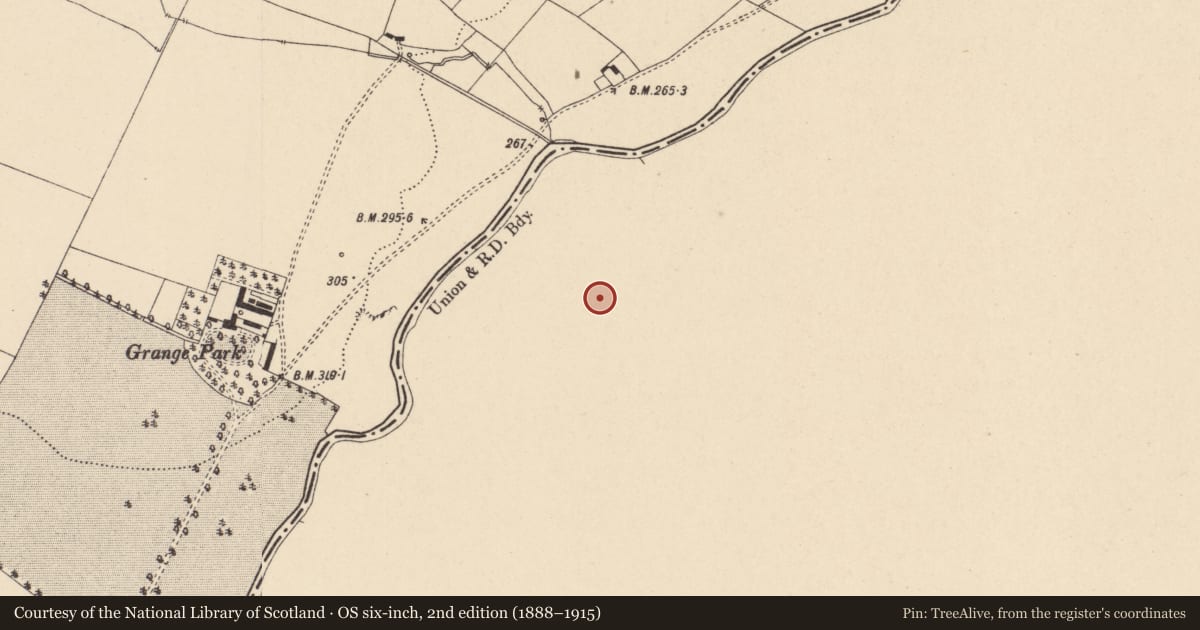 Ordnance Survey six-inch map, 2nd edition (1888–1915) covering the location of Burial ground, Knockloe, County Wicklow, with a pin at the register's coordinates
