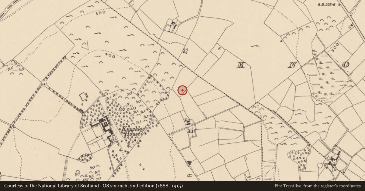 Ordnance Survey six-inch map, 2nd edition (1888–1915) covering the location of Ringfort - unclassified, Knockloe, County Wicklow, with a pin at the register's coordinates