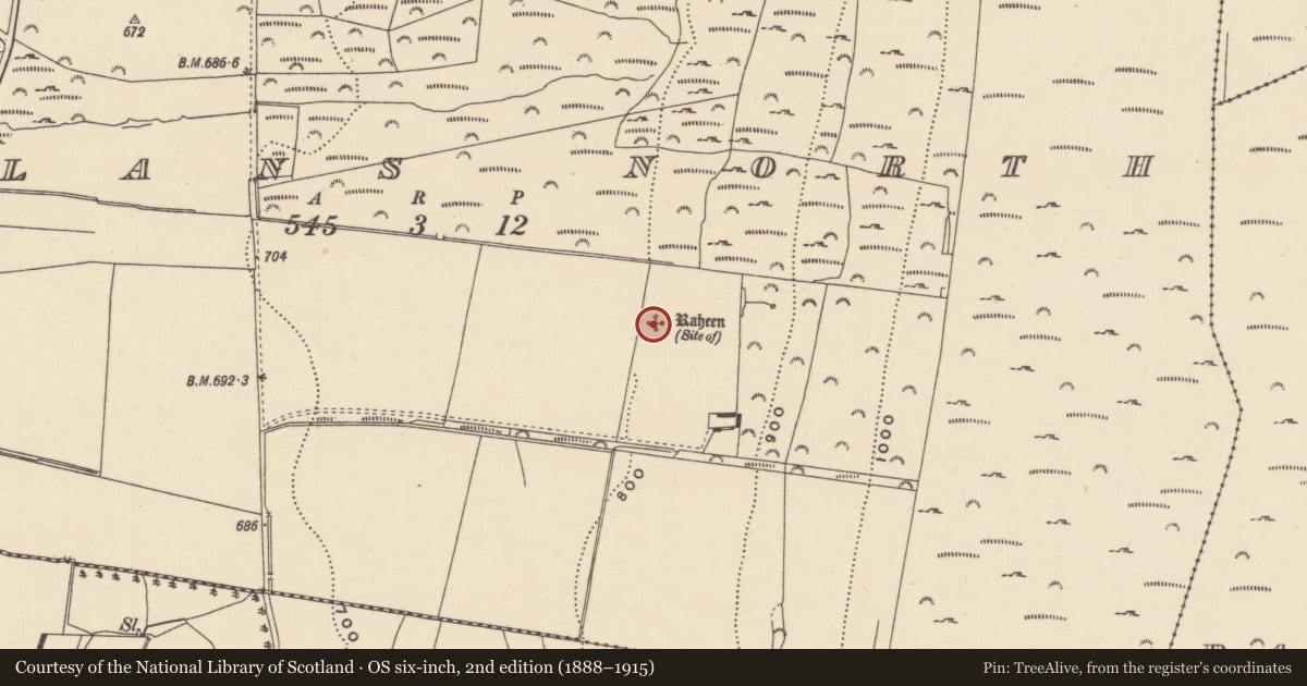 Ordnance Survey six-inch map, 2nd edition (1888–1915) covering the location of Ringfort - unclassified, Mullans North, County Wicklow, with a pin at the register's coordinates