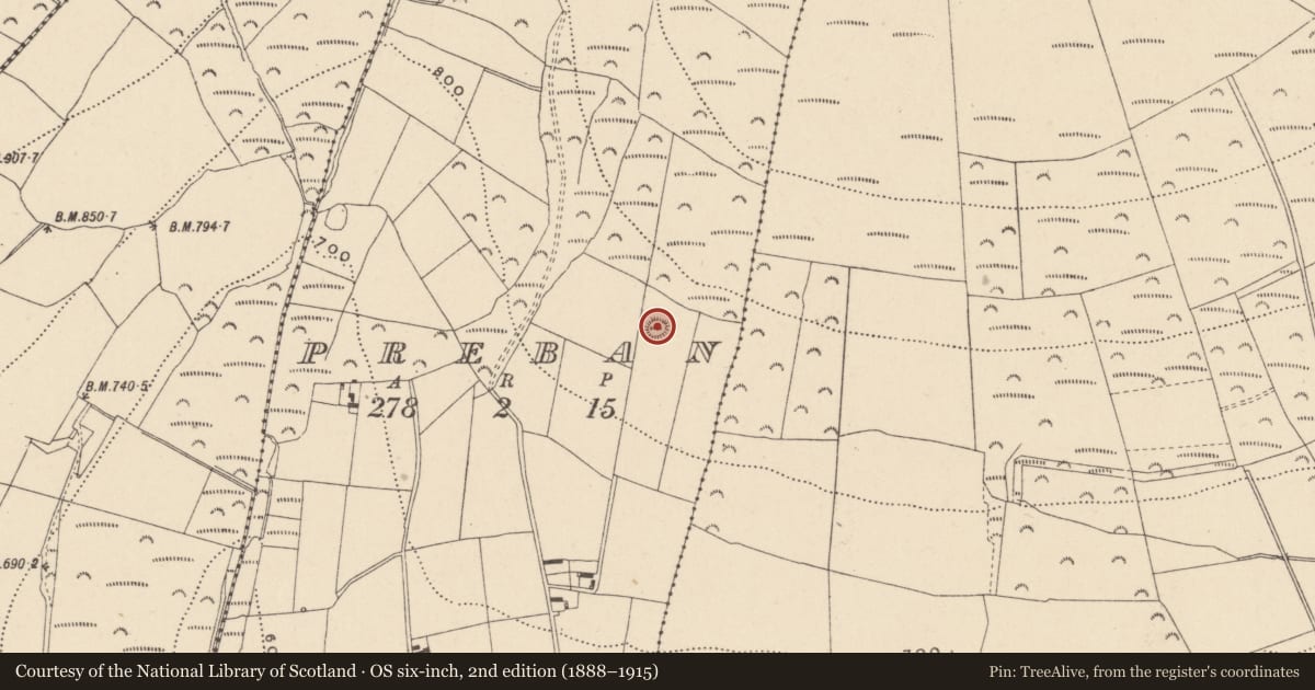 Ordnance Survey six-inch map, 2nd edition (1888–1915) covering the location of Enclosure, Preban, County Wicklow, with a pin at the register's coordinates