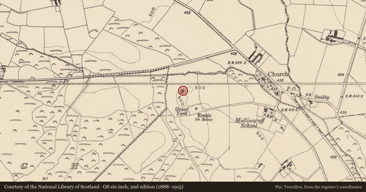 Ordnance Survey six-inch map, 2nd edition (1888–1915) covering the location of Mound, Stranakelly, County Wicklow, with a pin at the register's coordinates