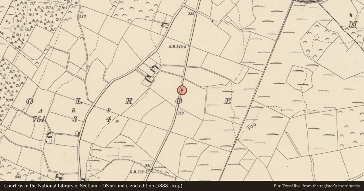 Ordnance Survey six-inch map, 2nd edition (1888–1915) covering the location of Enclosure, Coolroe, County Wicklow, with a pin at the register's coordinates