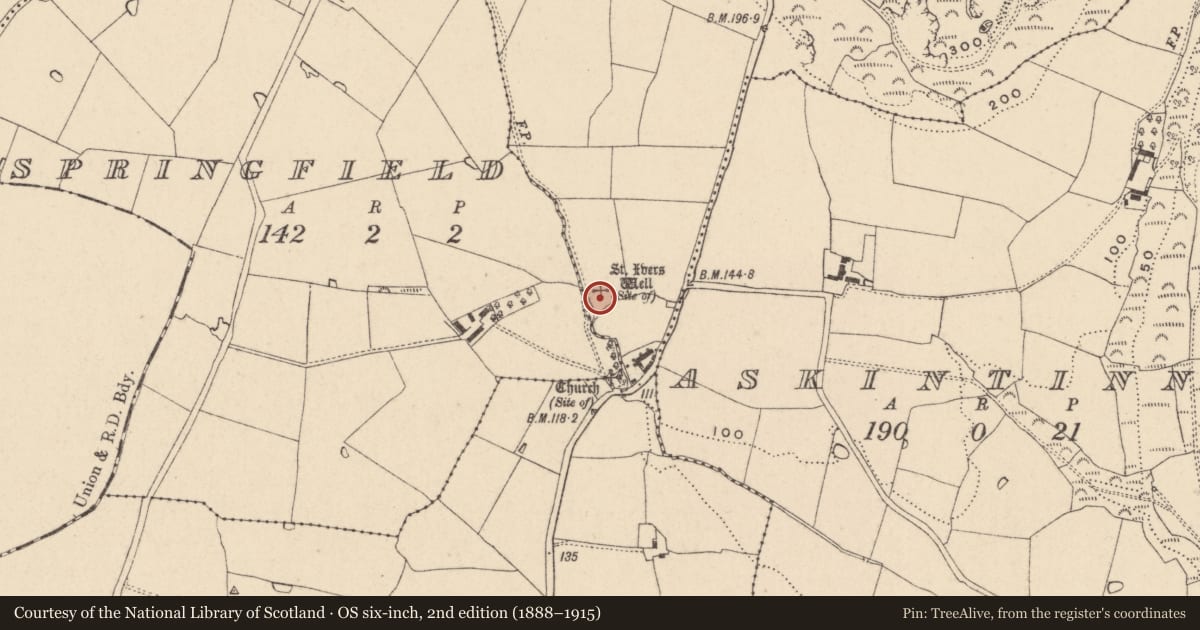 Ordnance Survey six-inch map, 2nd edition (1888–1915) covering the location of Ritual site - holy well, Rock Big, County Wicklow, with a pin at the register's coordinates