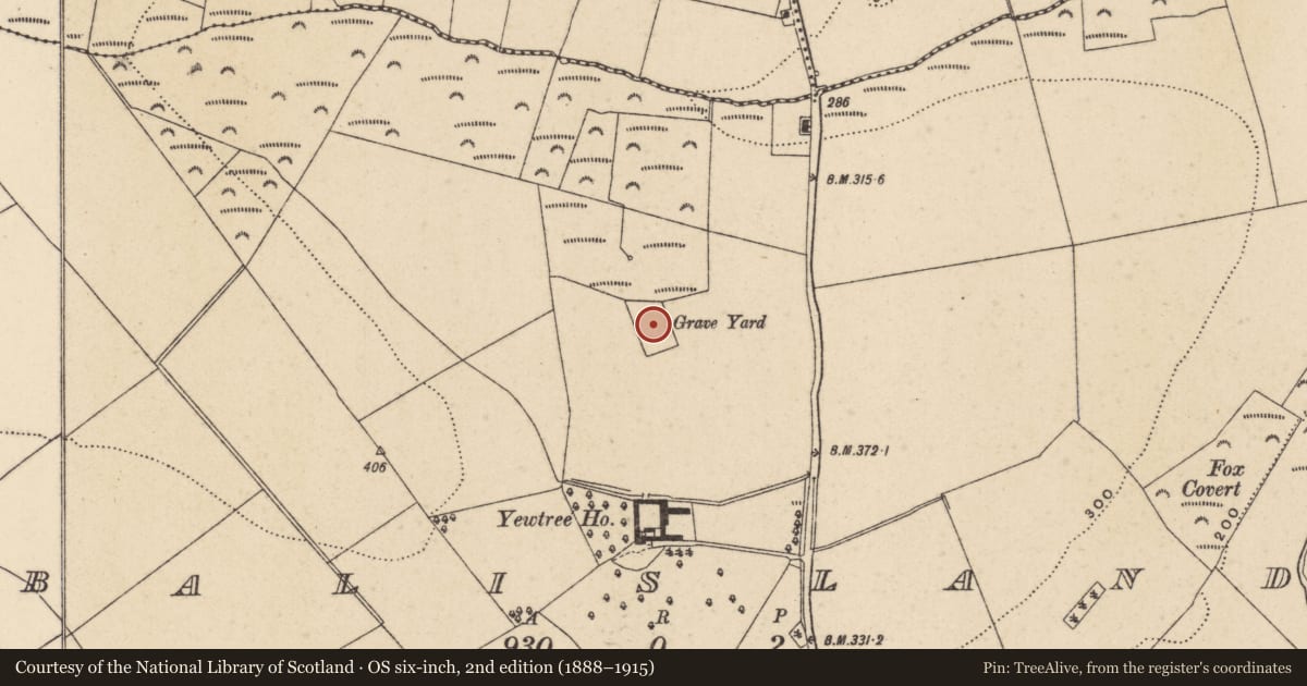 Ordnance Survey six-inch map, 2nd edition (1888–1915) covering the location of Font, Balisland, County Wicklow, with a pin at the register's coordinates