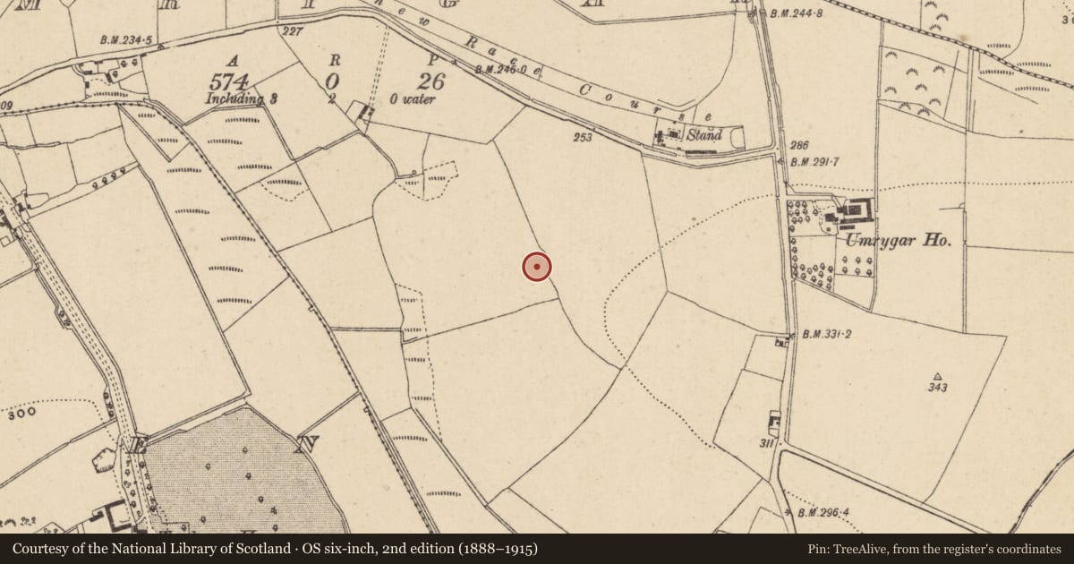 Ordnance Survey six-inch map, 2nd edition (1888–1915) covering the location of Enclosure, Umrygar, County Wicklow, with a pin at the register's coordinates