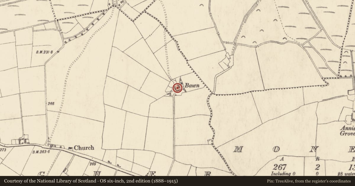 Ordnance Survey six-inch map, 2nd edition (1888–1915) covering the location of Bawn, Togher, County Westmeath, with a pin at the register's coordinates