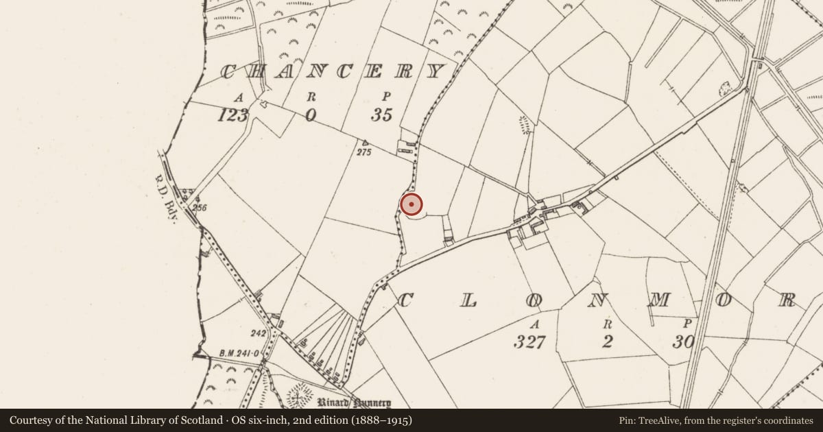 Ordnance Survey six-inch map, 2nd edition (1888–1915) covering the location of Ringfort - rath, Clonmore, County Westmeath, with a pin at the register's coordinates