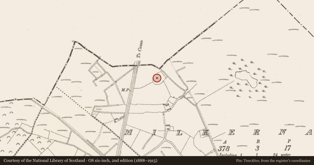 Ordnance Survey six-inch map, 2nd edition (1888–1915) covering the location of Ringfort - rath, Milkernagh, County Westmeath, with a pin at the register's coordinates