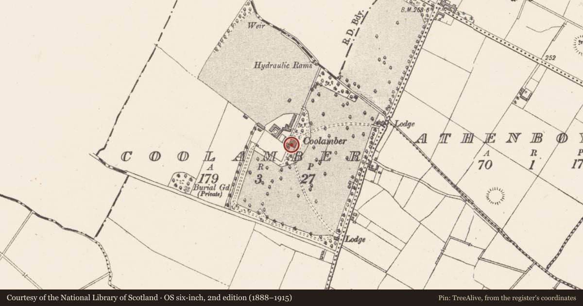 Ordnance Survey six-inch map, 2nd edition (1888–1915) covering the location of House - 18th/19th century, Coolamber, County Westmeath, with a pin at the register's coordinates