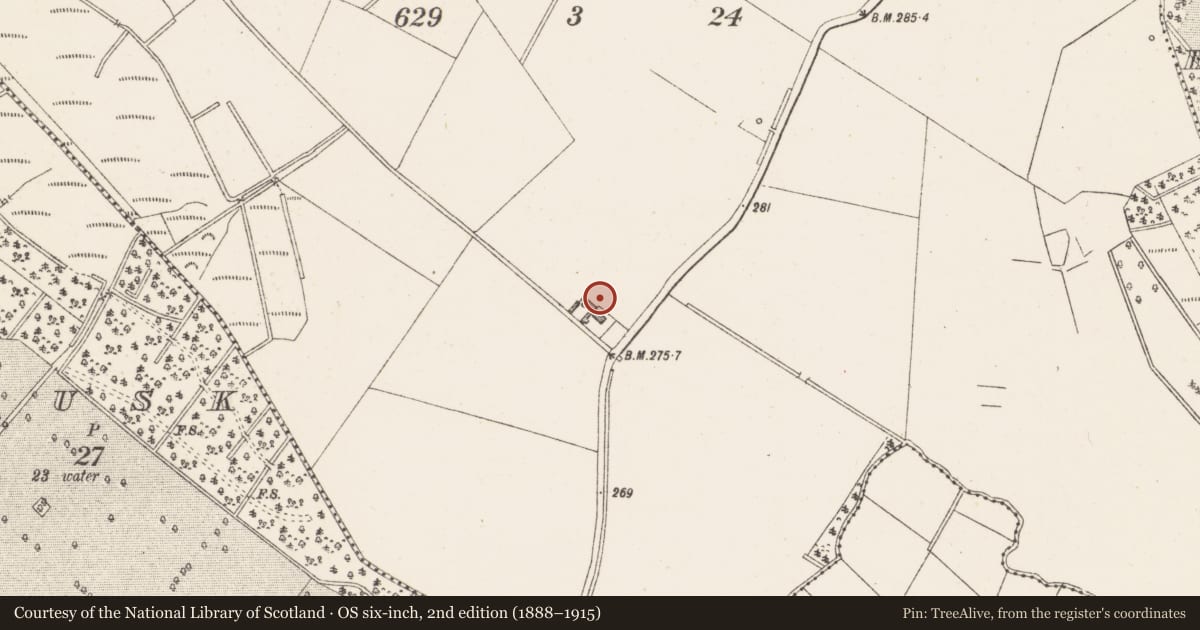 Ordnance Survey six-inch map, 2nd edition (1888–1915) covering the location of Barrow - mound barrow, Kilmore, County Westmeath, with a pin at the register's coordinates