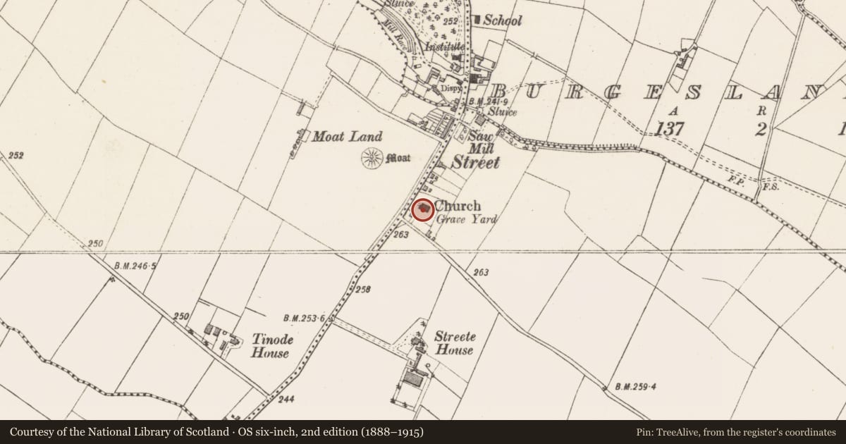 Ordnance Survey six-inch map, 2nd edition (1888–1915) covering the location of Church, Barradrum, County Westmeath, with a pin at the register's coordinates