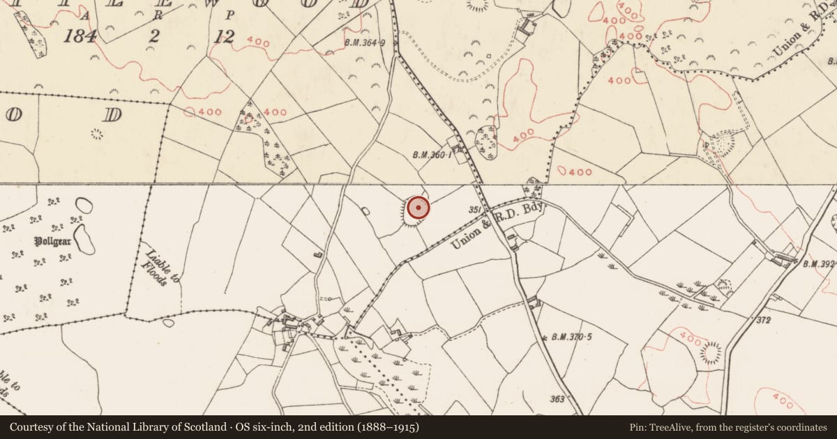 Ordnance Survey six-inch map, 2nd edition (1888–1915) covering the location of Hilltop enclosure, Littlewood, County Westmeath, with a pin at the register's coordinates