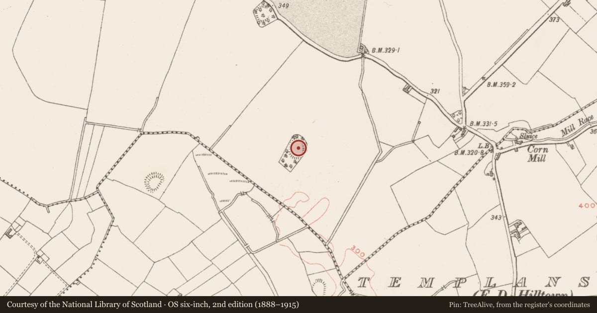 Ordnance Survey six-inch map, 2nd edition (1888–1915) covering the location of Ringfort - rath, Hilltown, County Westmeath, with a pin at the register's coordinates