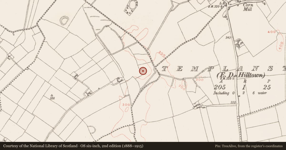 Ordnance Survey six-inch map, 2nd edition (1888–1915) covering the location of Hut site, Corbally, County Westmeath, with a pin at the register's coordinates