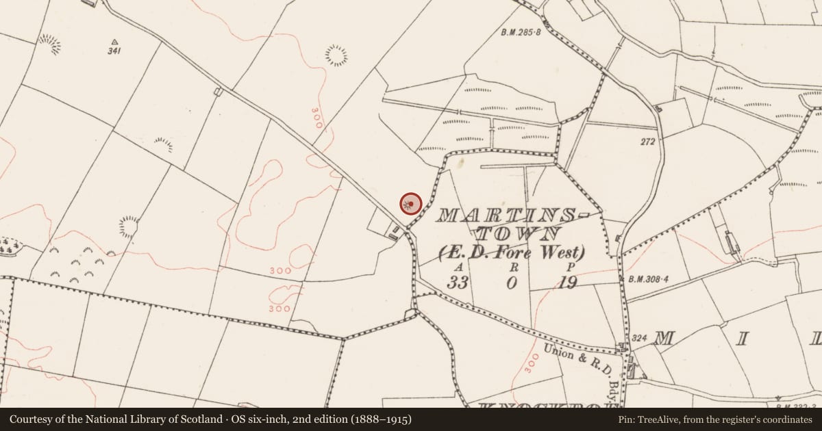 Ordnance Survey six-inch map, 2nd edition (1888–1915) covering the location of Mound, Rathcreevagh, County Westmeath, with a pin at the register's coordinates