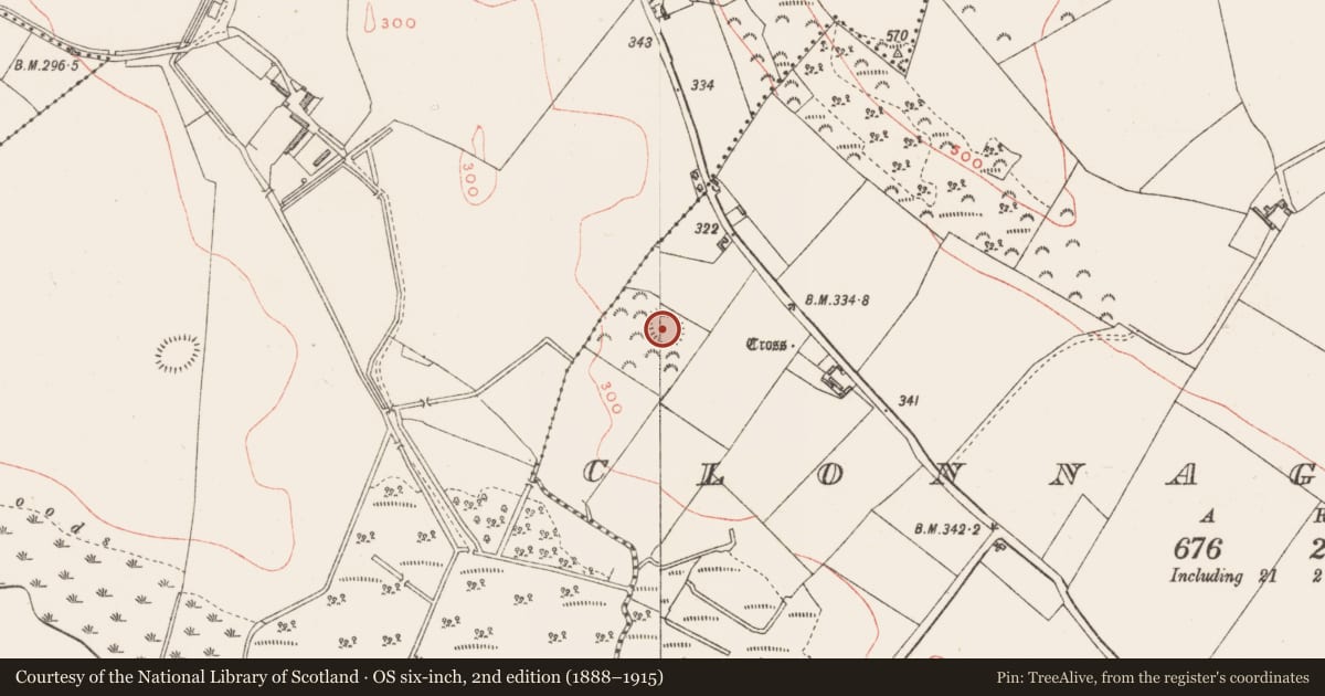 Ordnance Survey six-inch map, 2nd edition (1888–1915) covering the location of Ringfort - rath, Clonnageeragh, County Westmeath, with a pin at the register's coordinates