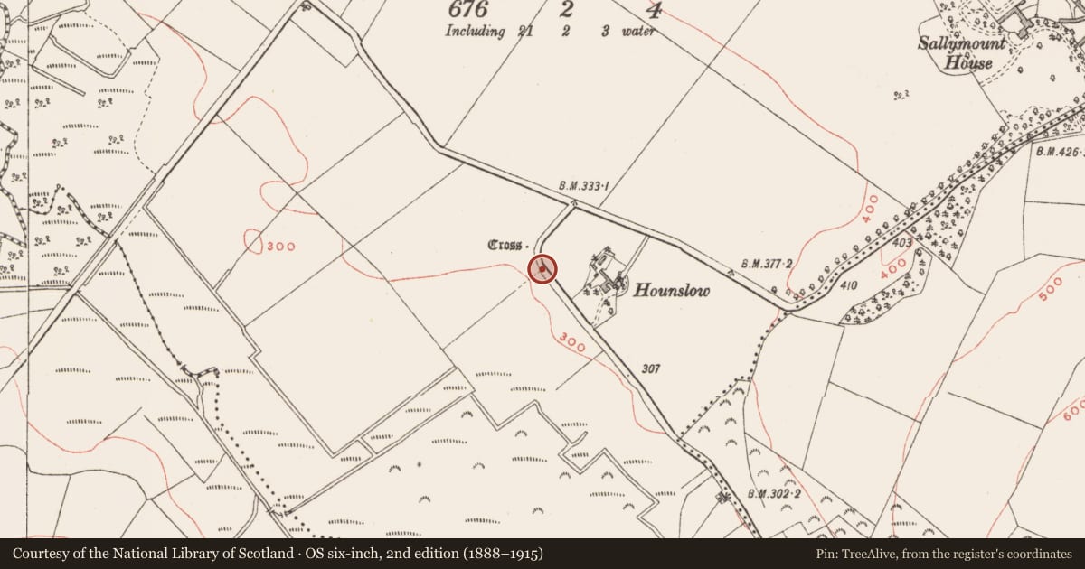 Ordnance Survey six-inch map, 2nd edition (1888–1915) covering the location of Cross (present location), Clonnageeragh, County Westmeath, with a pin at the register's coordinates