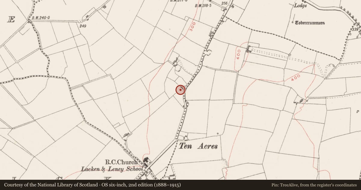 Ordnance Survey six-inch map, 2nd edition (1888–1915) covering the location of Souterrain, Lackan, Fulmort, County Westmeath, with a pin at the register's coordinates
