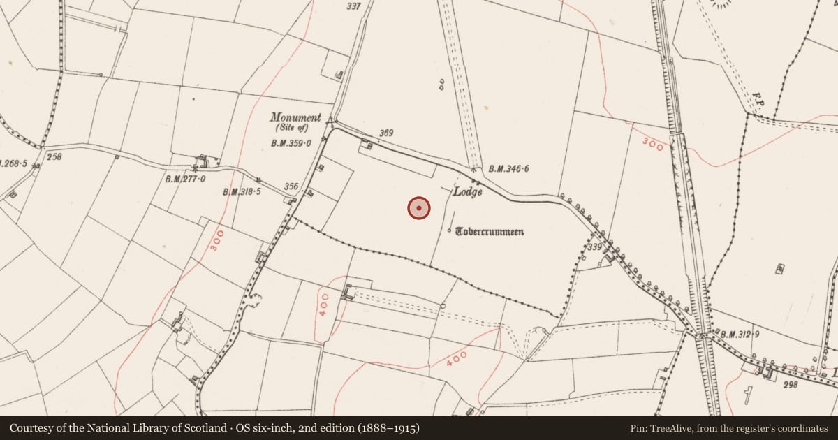 Ordnance Survey six-inch map, 2nd edition (1888–1915) covering the location of Enclosure, Lackan, County Westmeath, with a pin at the register's coordinates