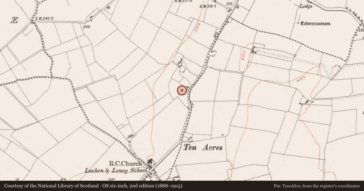 Ordnance Survey six-inch map, 2nd edition (1888–1915) covering the location of Ringfort - rath, Fulmort, Lackan, County Westmeath, with a pin at the register's coordinates