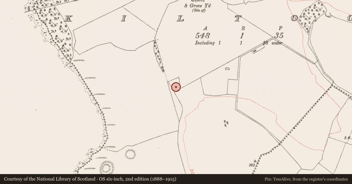 Ordnance Survey six-inch map, 2nd edition (1888–1915) covering the location of Enclosure, Kiltoom, County Westmeath, with a pin at the register's coordinates