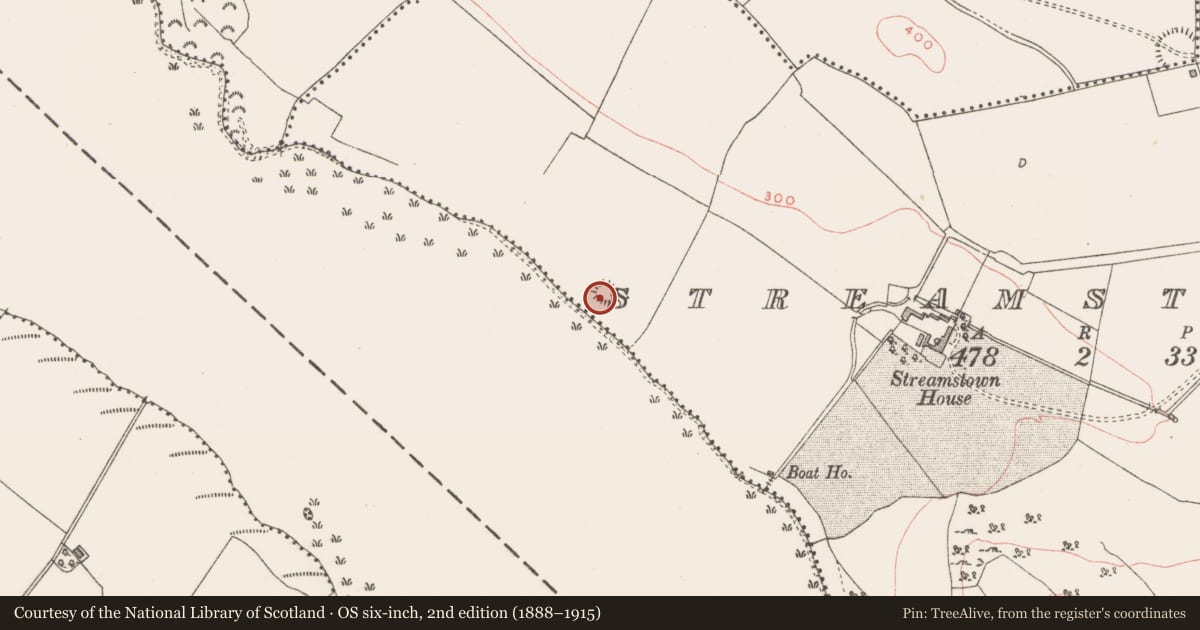 Ordnance Survey six-inch map, 2nd edition (1888–1915) covering the location of Earthwork, Streamstown, County Westmeath, with a pin at the register's coordinates