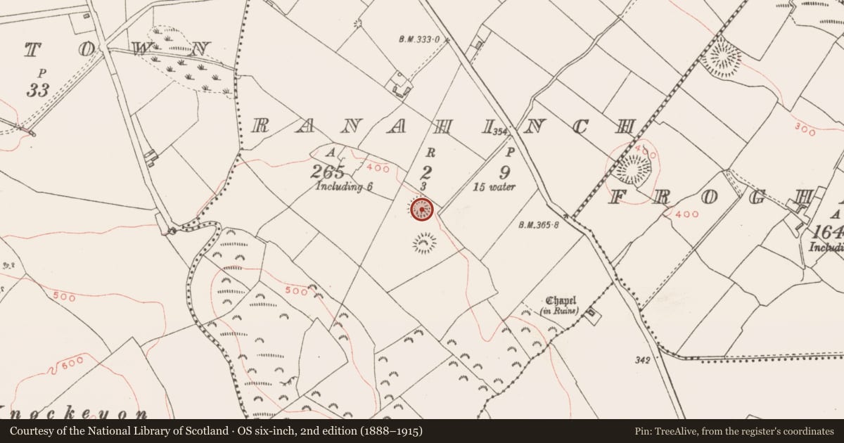 Ordnance Survey six-inch map, 2nd edition (1888–1915) covering the location of Ringfort - rath, Ranahinch, County Westmeath, with a pin at the register's coordinates
