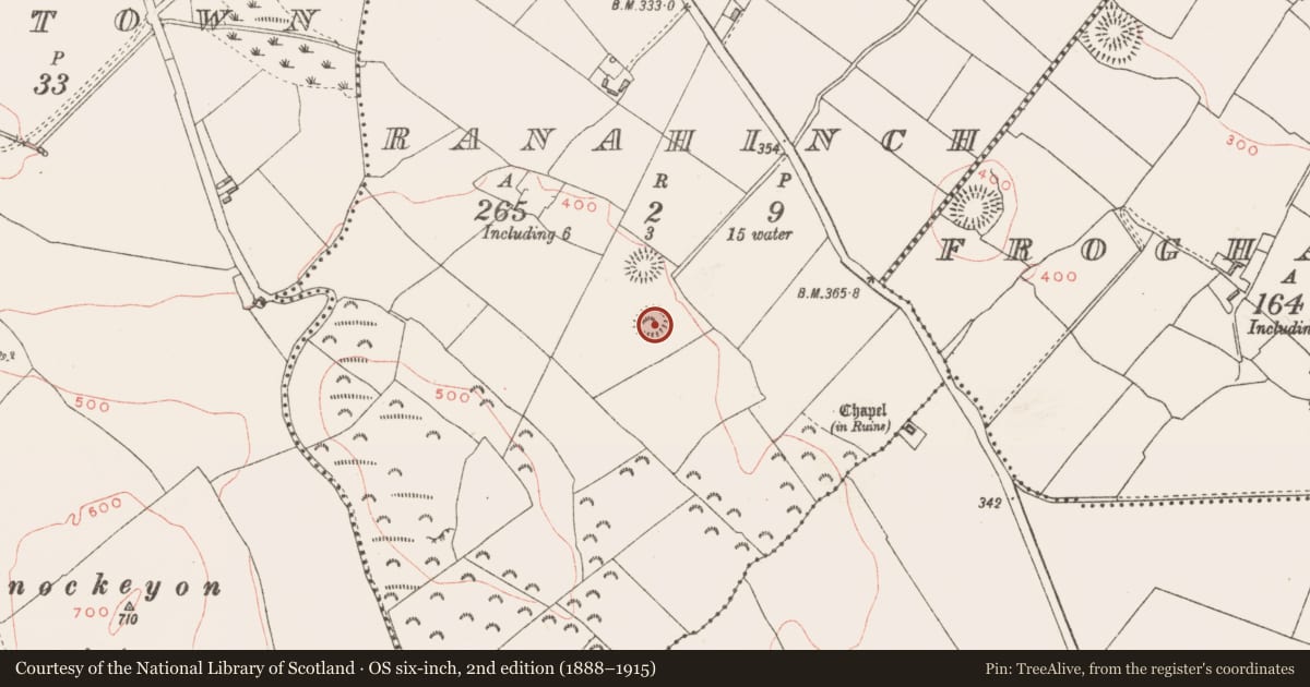 Ordnance Survey six-inch map, 2nd edition (1888–1915) covering the location of Ringfort - rath, Ranahinch, County Westmeath, with a pin at the register's coordinates