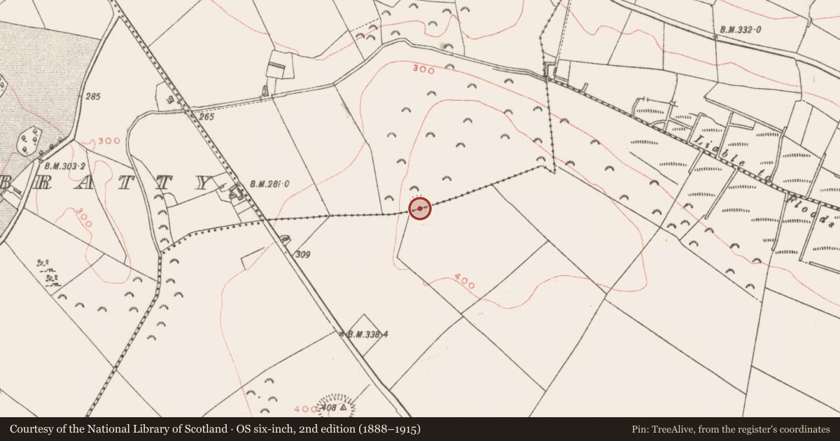 Ordnance Survey six-inch map, 2nd edition (1888–1915) covering the location of Earthwork, Deerpark, Gillardstown, County Westmeath, with a pin at the register's coordinates