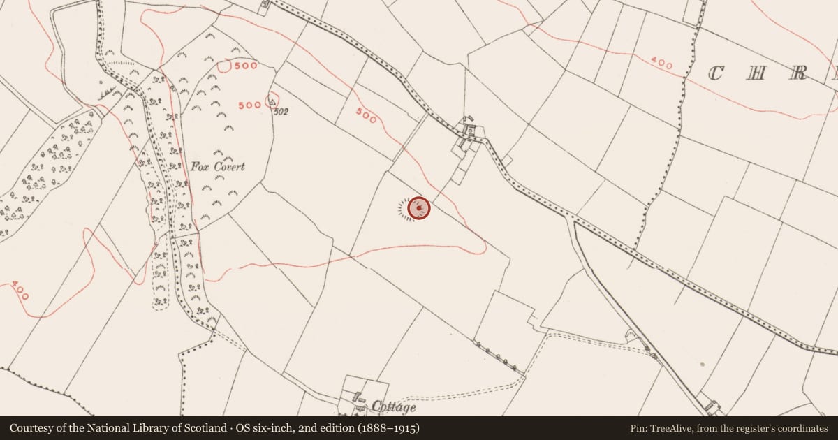 Ordnance Survey six-inch map, 2nd edition (1888–1915) covering the location of Hut site, Cummerstown, County Westmeath, with a pin at the register's coordinates