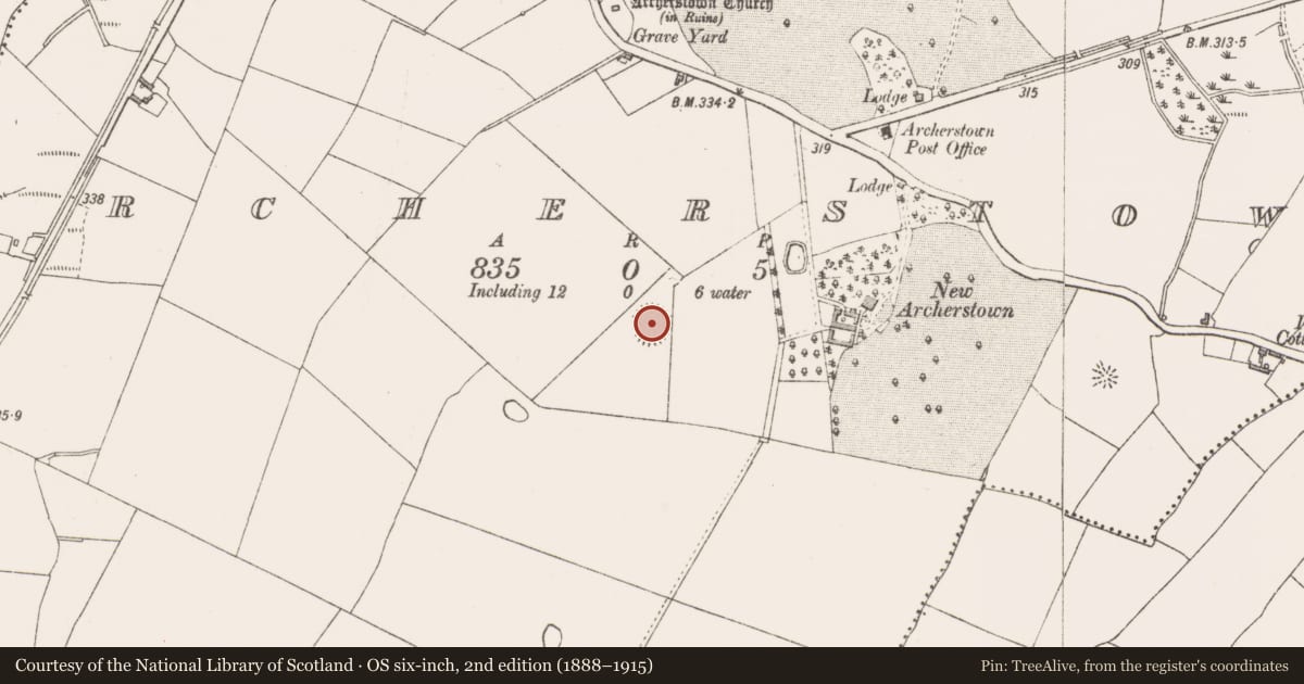 Ordnance Survey six-inch map, 2nd edition (1888–1915) covering the location of Ringfort - rath, Archerstown, County Westmeath, with a pin at the register's coordinates