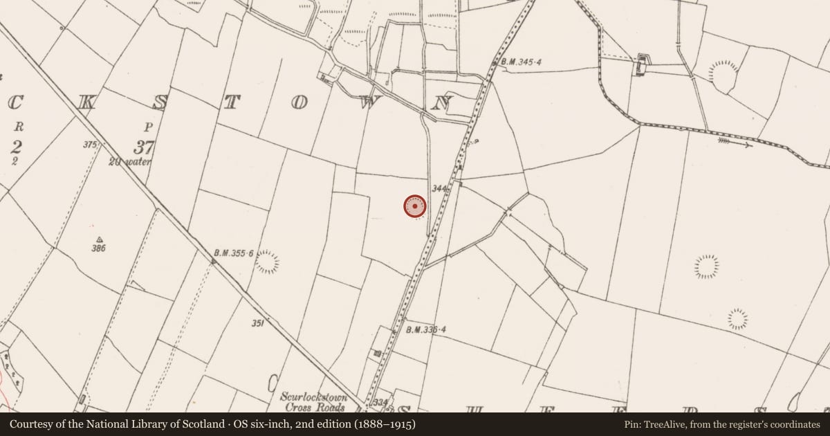 Ordnance Survey six-inch map, 2nd edition (1888–1915) covering the location of Ringfort - rath, Scurlockstown, County Westmeath, with a pin at the register's coordinates