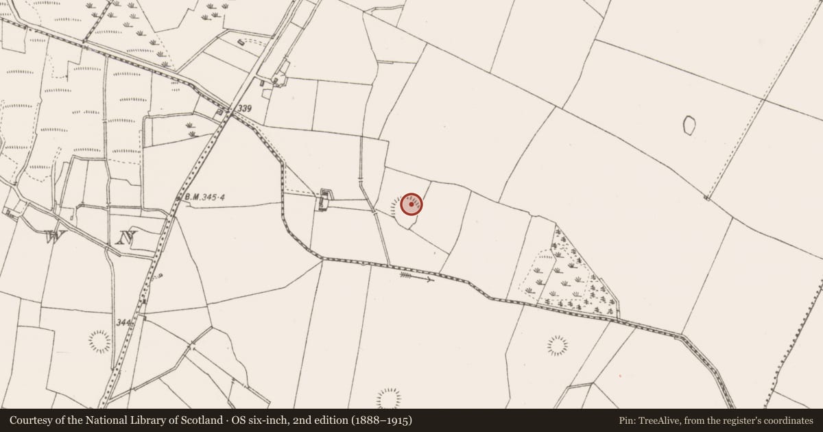 Ordnance Survey six-inch map, 2nd edition (1888–1915) covering the location of Hut site, Archerstown, County Westmeath, with a pin at the register's coordinates