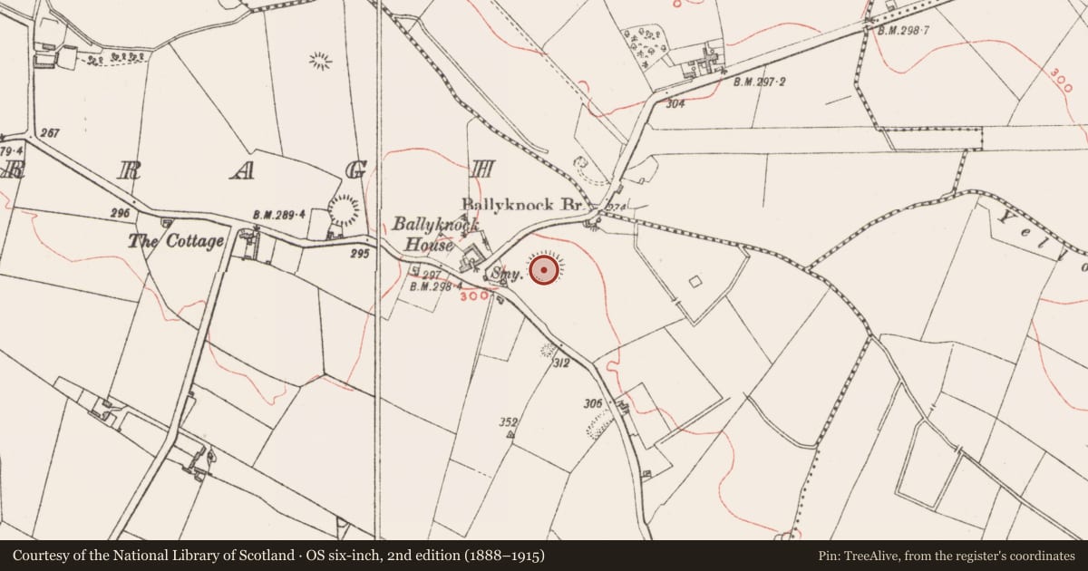 Ordnance Survey six-inch map, 2nd edition (1888–1915) covering the location of Ringfort - rath, Derrynagarragh, County Westmeath, with a pin at the register's coordinates