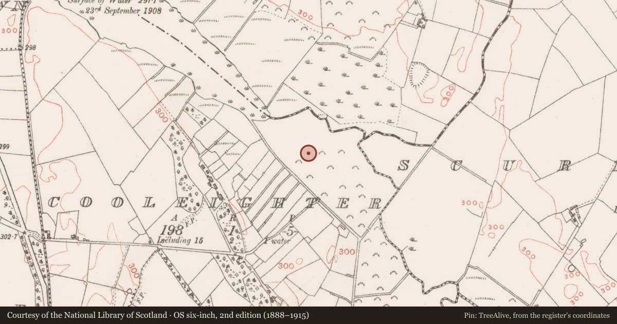 Ordnance Survey six-inch map, 2nd edition (1888–1915) covering the location of Enclosure, Cooleighter, County Westmeath, with a pin at the register's coordinates