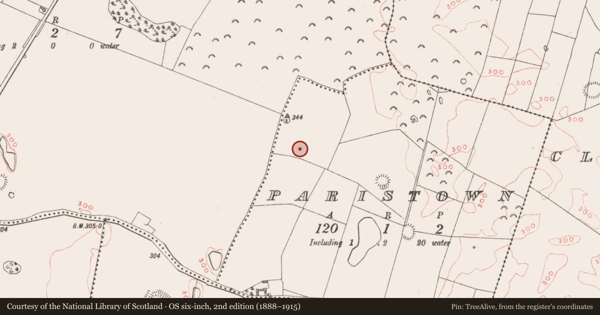 Ordnance Survey six-inch map, 2nd edition (1888–1915) covering the location of Ringfort - rath, Paristown, County Westmeath, with a pin at the register's coordinates