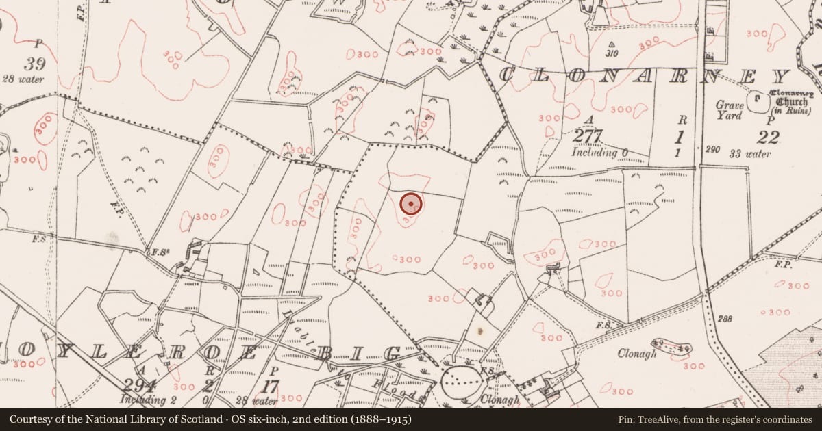 Ordnance Survey six-inch map, 2nd edition (1888–1915) covering the location of Ringfort - unclassified, Clonarney, County Westmeath, with a pin at the register's coordinates