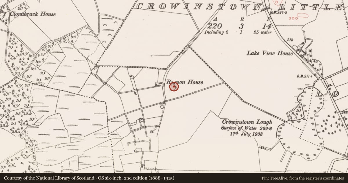 Ordnance Survey six-inch map, 2nd edition (1888–1915) covering the location of Ringfort - rath, Crowinstown Great, County Westmeath, with a pin at the register's coordinates